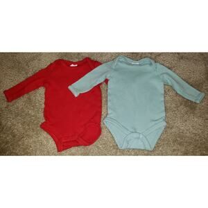 Starting Out Baby Long Sleeve Bodysuit Red & Baby Blue 2-Pc Set Size 6M NEW NWTs